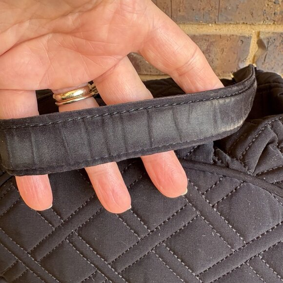 Vera Bradley Black Quilted Shoulder Bag Tote Purse Satchel READ DETAILS - Picture 14 of 16